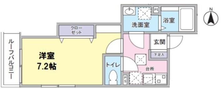 SOMERSET イースト(1K/2階)の間取り写真
