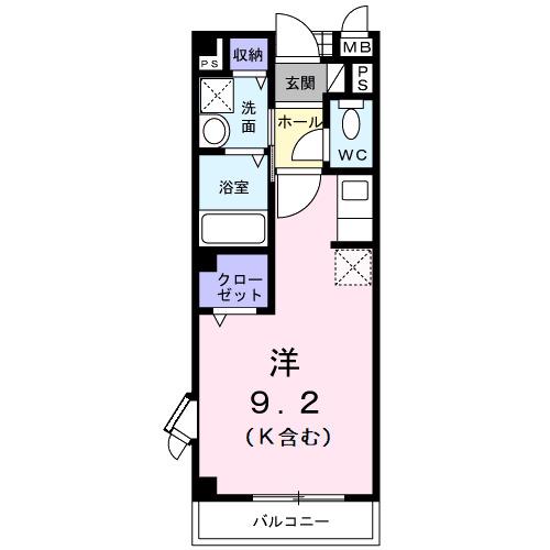 ボニート(ワンルーム/2階)の間取り写真