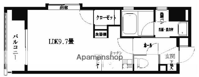 ヴィルヌーブ中央(ワンルーム/3階)の間取り写真