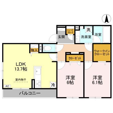 D-ROOM甲子園口(2LDK/2階)の間取り写真