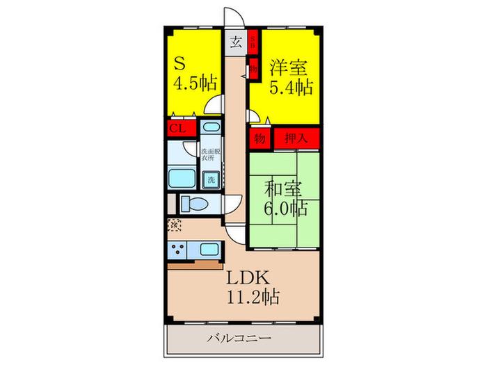 ソレアード江坂(2SLDK/2階)の間取り写真