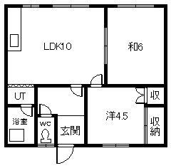 東山コーポ(2LDK/1階)の間取り写真