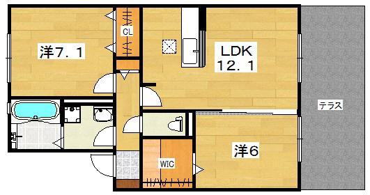 シャンゼトワール藤が尾C棟(2LDK/1階)の間取り写真