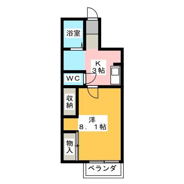 ホークII(1K/1階)の間取り写真