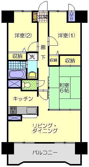 サンシティ秋田大町(3LDK/7階)の間取り写真