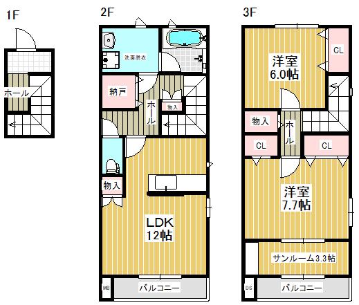 APTセレーナB(2LDK/2階)の間取り写真