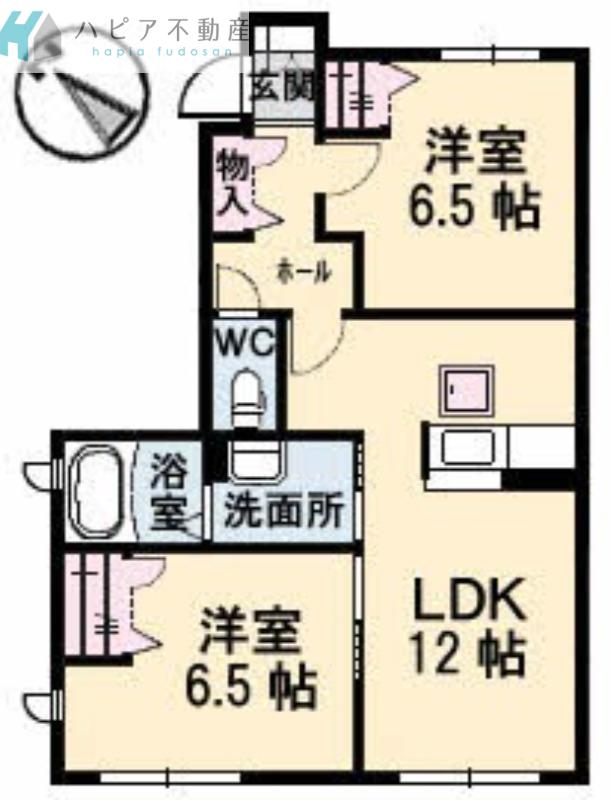 ガーデンスクエアA(2LDK/1階)の間取り写真