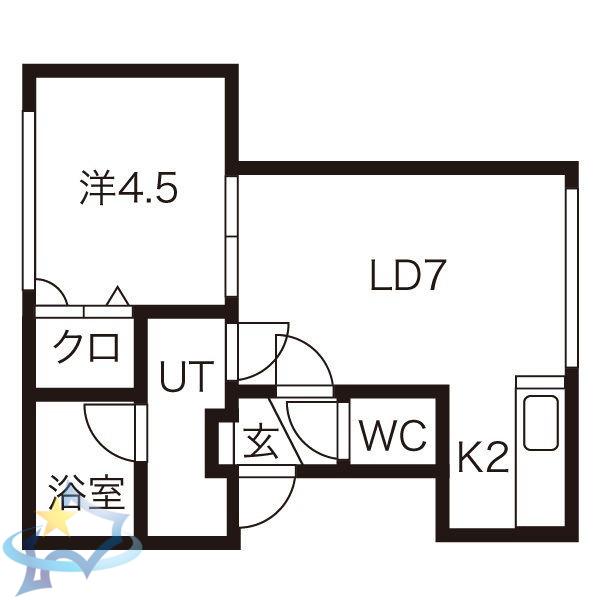 ノースウィル825(1LDK/3階)の間取り写真