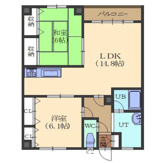 マンションエンドレス(2LDK/3階)の間取り写真