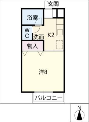パインヒル(1K/1階)の間取り写真