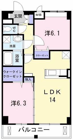 ヴァルスヴァルド(2LDK/3階)の間取り写真