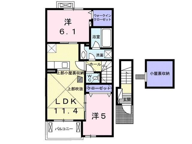 パーチェ II(2LDK/2階)の間取り写真