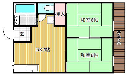 大橋アパート(2DK/1階)の間取り写真