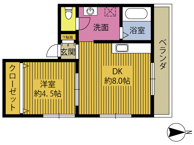 パールプリンセス王子(1DK/4階)の間取り写真