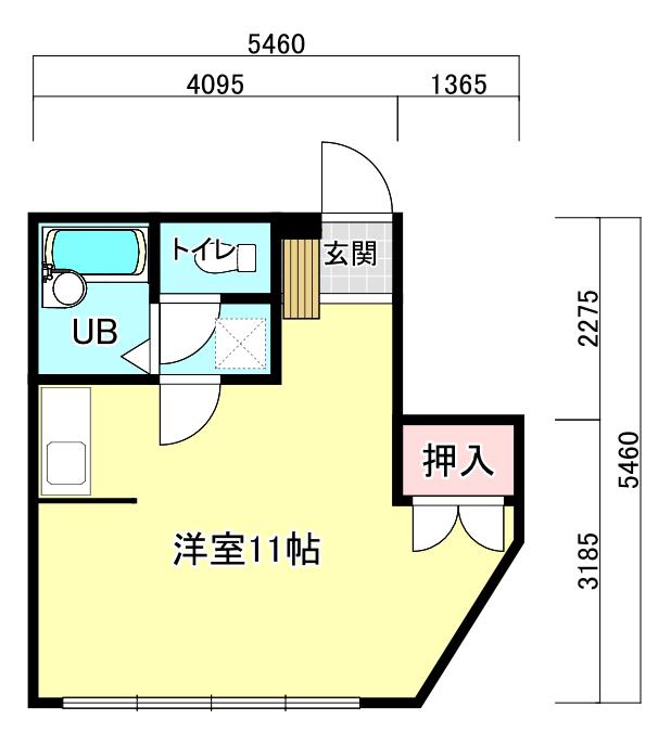 丸忠ハイツ(ワンルーム/2階)の間取り写真