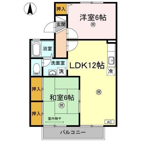 楠小路B棟(2LDK/2階)の間取り写真