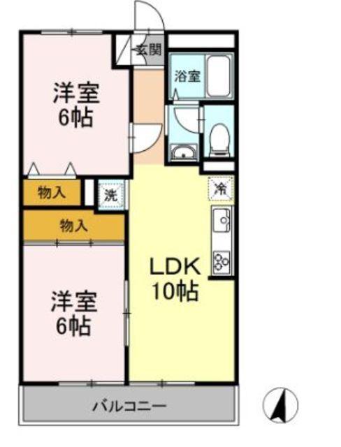 メゾンエオニア(2LDK/1階)の間取り写真