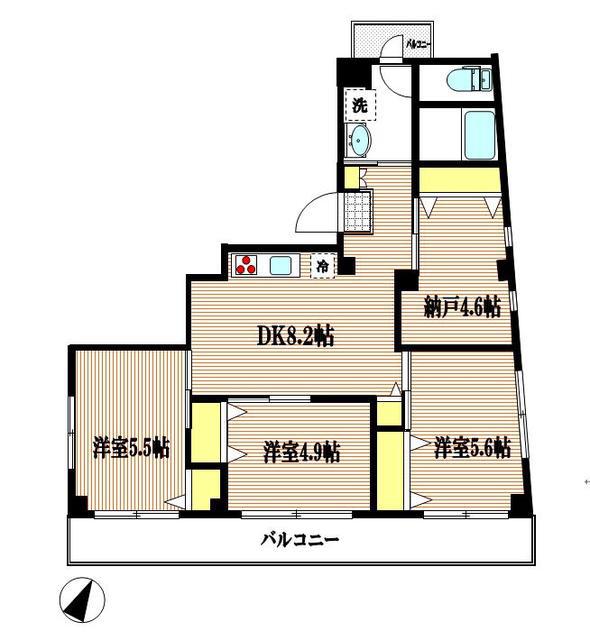 サンモール(3SDK/2階)の間取り写真