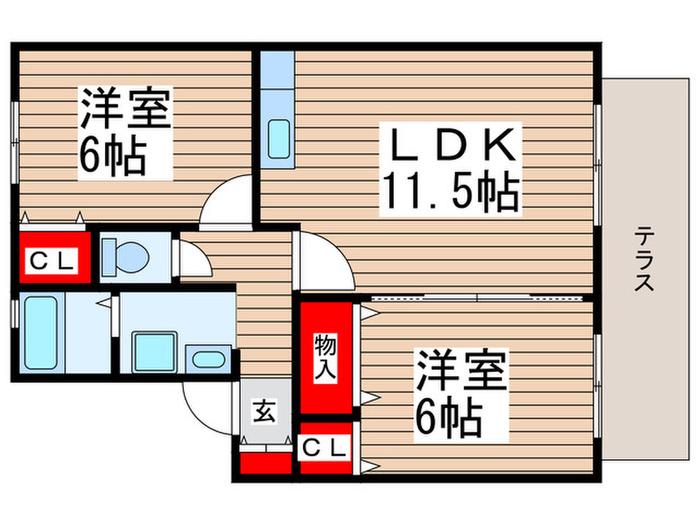 エルクレール(2LDK/1階)の間取り写真