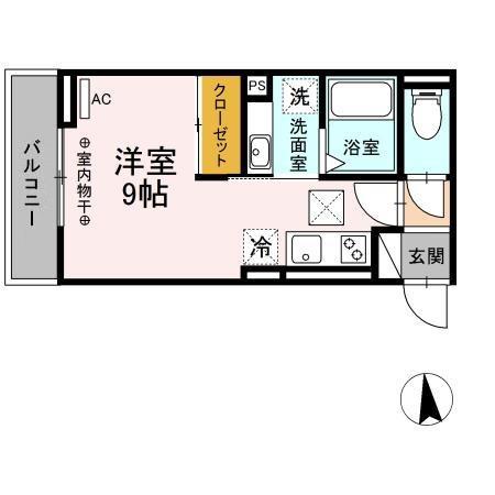 D-HILLS佐藤(ワンルーム/1階)の間取り写真