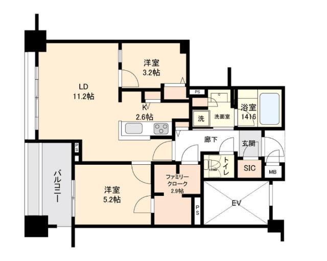 プロスペクト森下(2LDK/2階)の間取り写真
