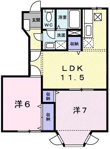 メイプルコート(2LDK/1階)の間取り写真