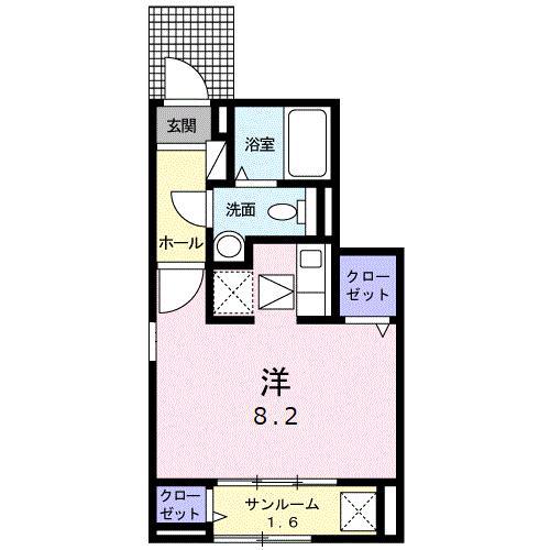 エアリーヒル駒生(ワンルーム/1階)の間取り写真