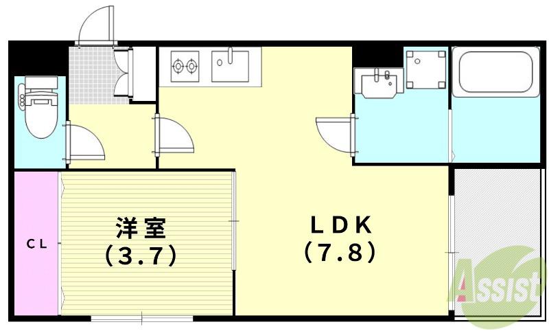REGIES川西能勢口(1LDK/3階)の間取り写真