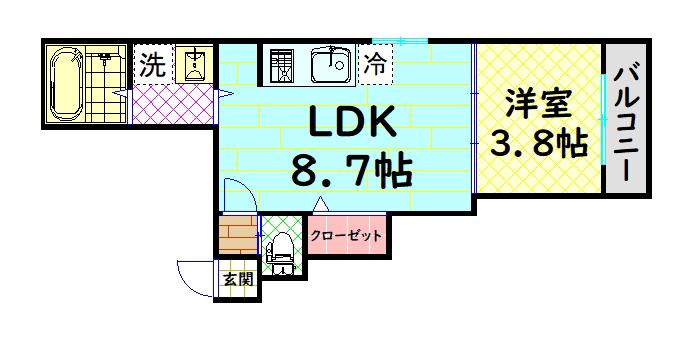 F ASECIA クローバー(1LDK/1階)の間取り写真