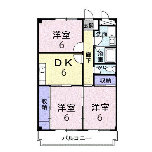 ニューマリッチ石川壱番館(3DK/4階)の間取り写真
