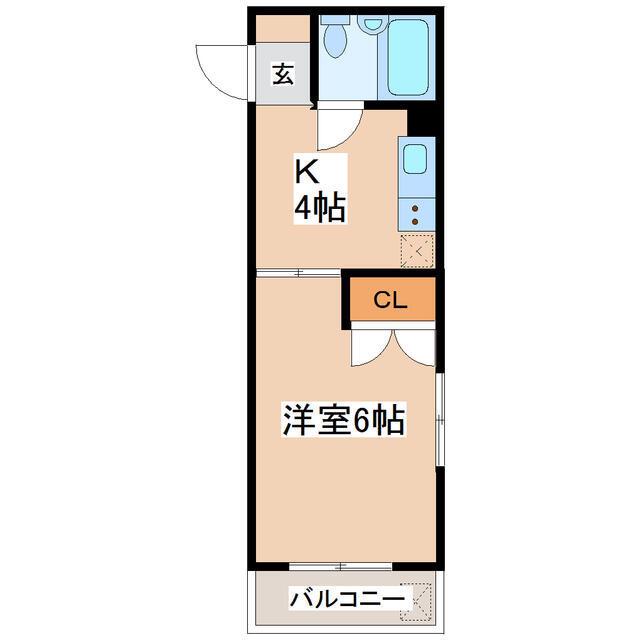TKグレイスビル(1K/2階)の間取り写真
