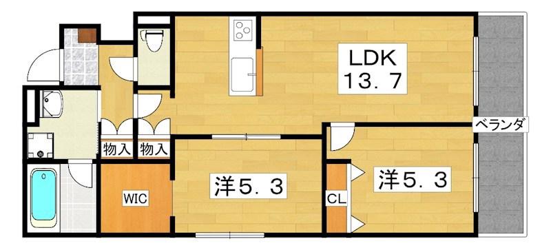 へーベルメゾン 星田駅前(2LDK/3階)の間取り写真