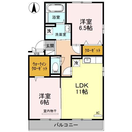 メゾン定正A棟(2LDK/3階)の間取り写真