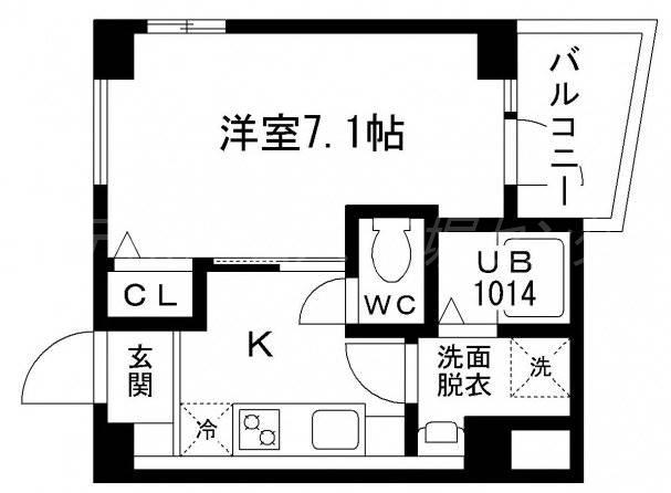 ライフメント国泰寺III(1K/7階)の間取り写真