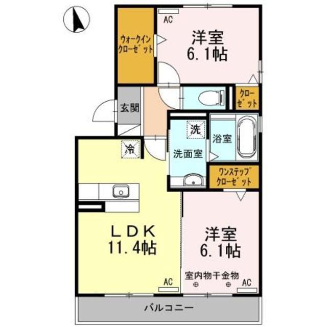 ポルトボヌールA(2LDK/3階)の間取り写真