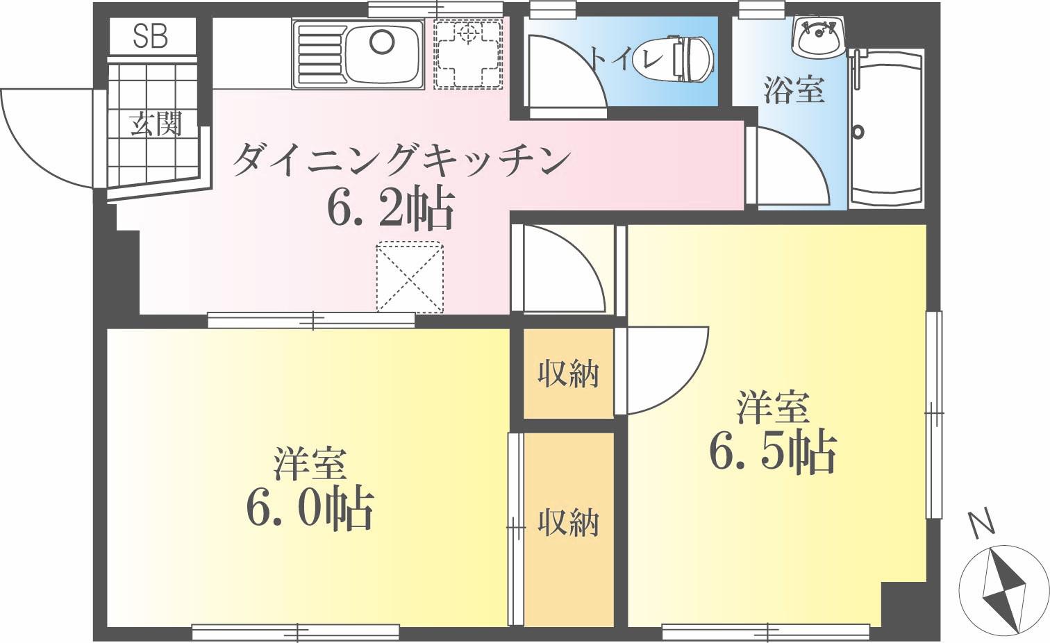豊田ビル(2DK/1階)の間取り写真