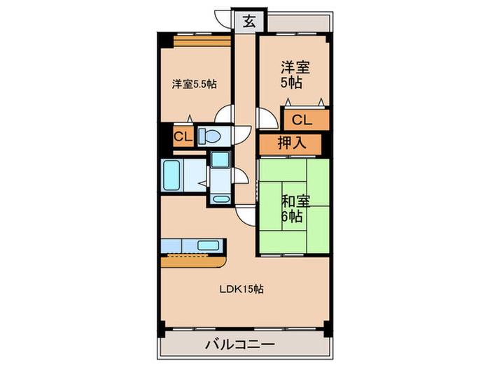 サン・カーフⅡ(3LDK/2階)の間取り写真