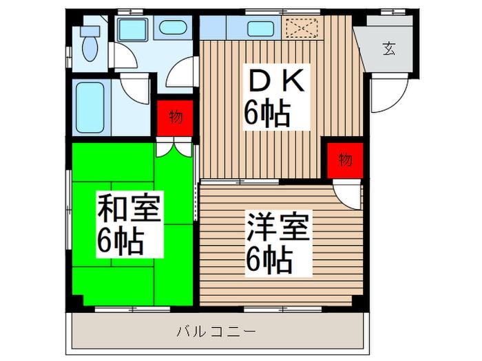 エミグランド(2DK/2階)の間取り写真