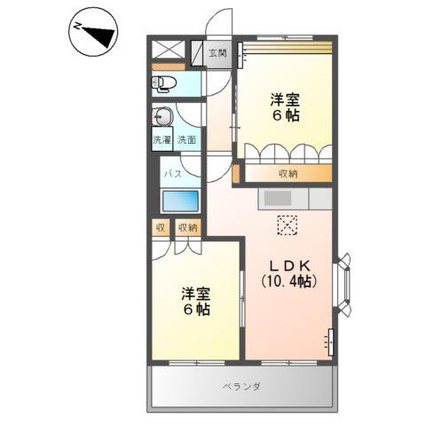 リビュール・エスポアA棟(2LDK/1階)の間取り写真