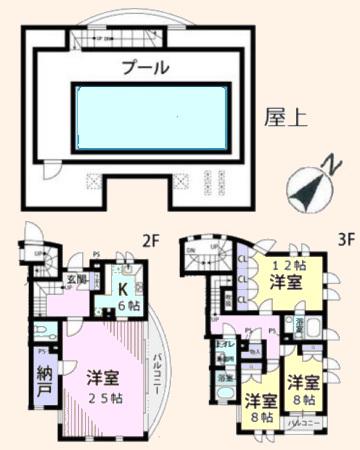 碑文谷4丁目ハウス(3SLDK/2階)の間取り写真