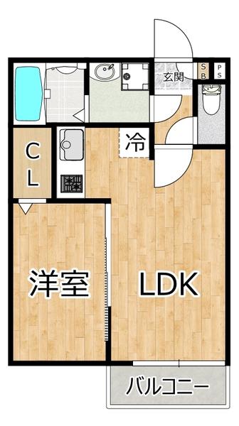 ALEGRIA姫島(1LDK/2階)の間取り写真