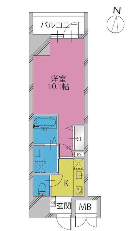 ドミール入谷(1K/6階)の間取り写真