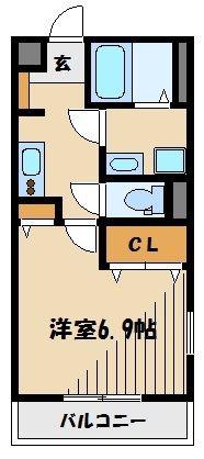 HIROS入間川(1K/3階)の間取り写真