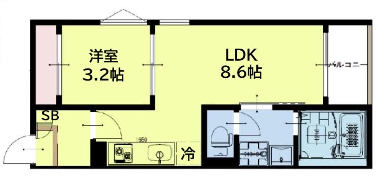 REGALESTくるみ(1LDK/2階)の間取り写真