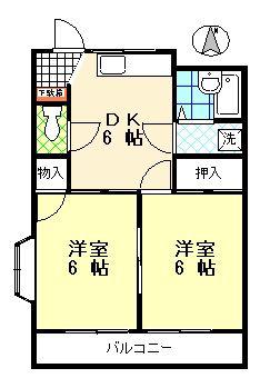 やよいハイツ(2DK/4階)の間取り写真