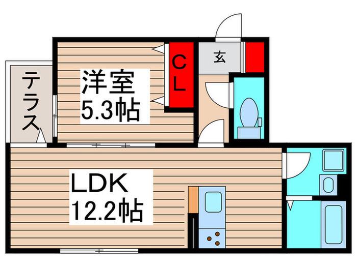セレスティア一ツ家(1LDK/1階)の間取り写真