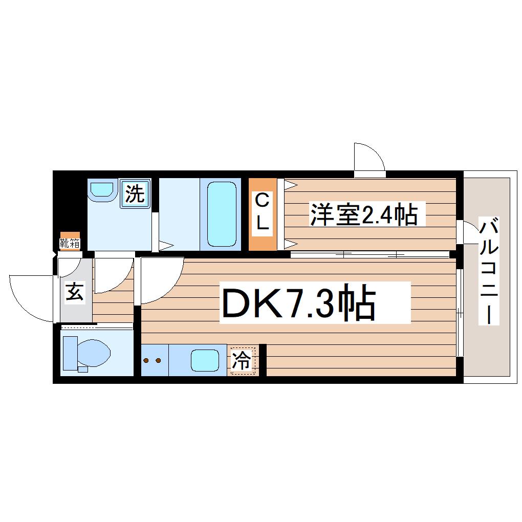 ガス割第18弾河原町AP(1LDK/2階)の間取り写真