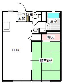 F・Tハイツ(1LDK/1階)の間取り写真