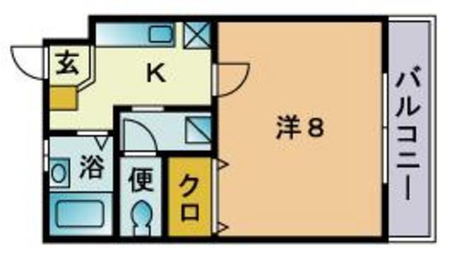 ヒルズ大濠館2(1K/2階)の間取り写真