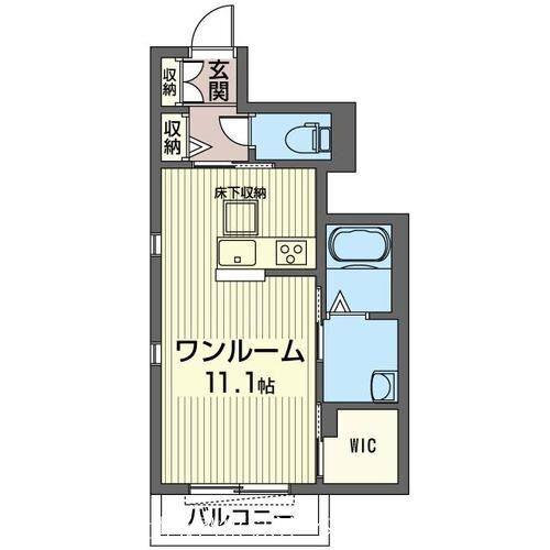 ラクールアムール(ワンルーム/1階)の間取り写真
